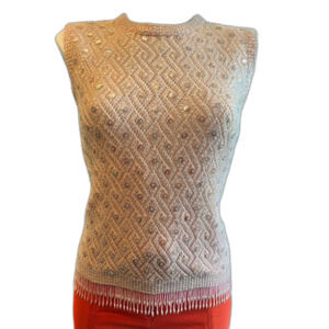 VTG 50’s Knit Top w/ Beads & Sequins| Pit 16.5” Shoulder 14”, Waist 16-18”
